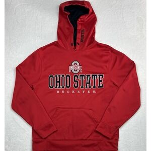 VTG Ohio State Buckeyes Hoodie Sz‎ Medium Scarlet & Gray Authentic Apparel Tag.